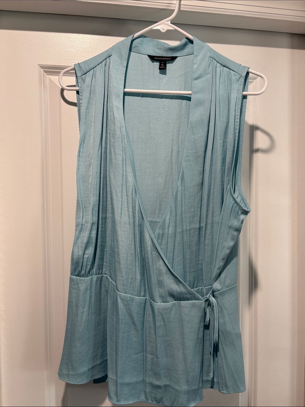Banana Republic Pale Blue Sleeveless Wrap Blouse